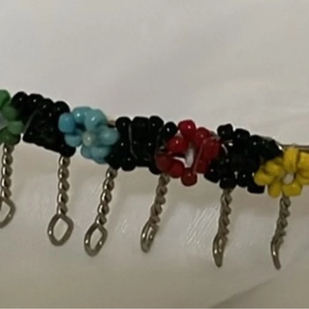 Colorful Beaded Flower Metal Headband